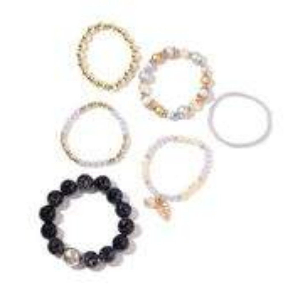 Black Agate/Resin/Glass Goldtone Bracelets NWT!